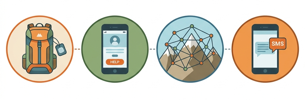Flusso messaggio di SOS ICE: dal TAG al cellulare dei contatti